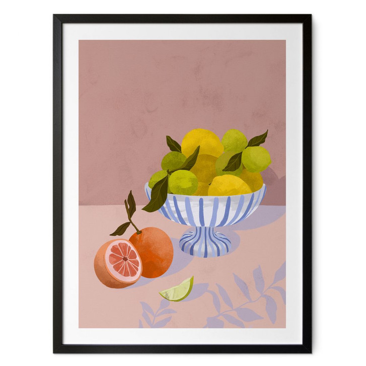 Poster Zitrusfrüchte in Schale Stillleben | Obst-Motiv für Küche & Esszimmer - Goed Blauw - WA498686