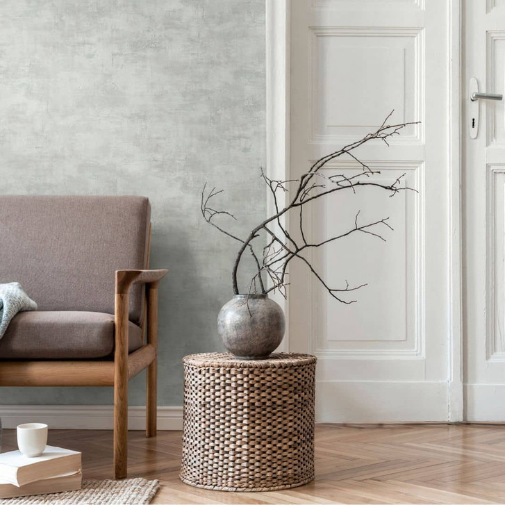 Strukturtapete in Putz-Optik Hellgrau – Einfarbige Vliestapete modern matt - WA465153