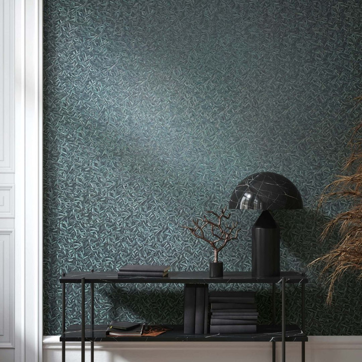 Vliestapete 3D-Optik, Blattmotiv Floral Klassisch in Blau  - WA451037