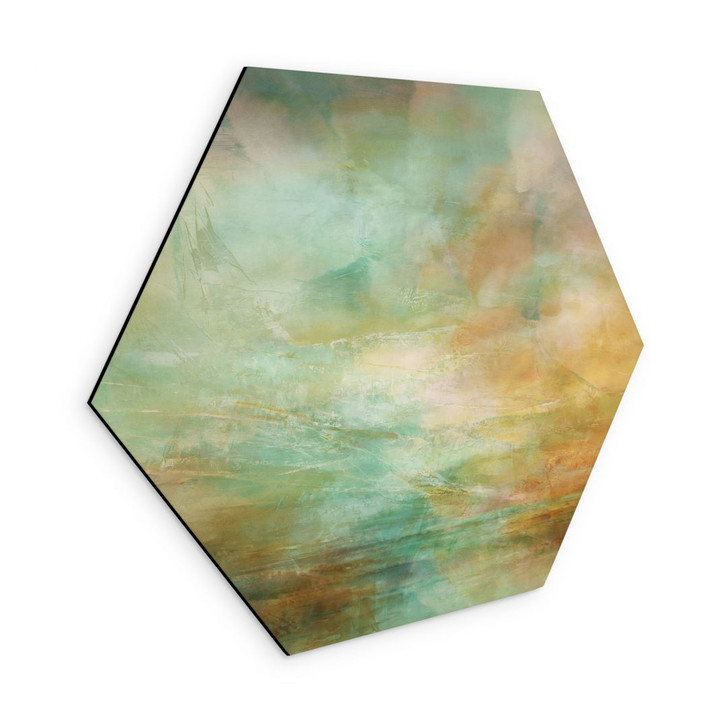 Hexagon Wandbild Türkisgoldenes Licht am Meer - Schmucker - Alu-Dibond - WA506249