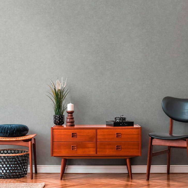 Leinenoptik Strukturtapete Grau - Moderne Vliestapete - WA397062