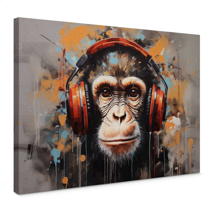 Leinwandbild DJ Affe mit Kopfhörer - Magnusson - WA403525