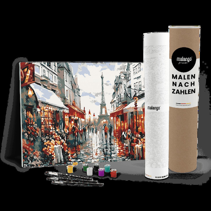 Malen nach Zahlen Leinwandbild - Cafés am Eifelturm - WA447096