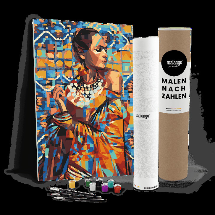 Malen nach Zahlen Leinwandbild - Frau traditionell Polygon - WA447044