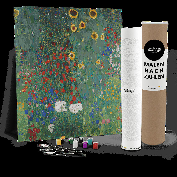 Malen nach Zahlen Leinwandbild - Klimt - Bauerngarten mit Sonnenblumen - WA447955