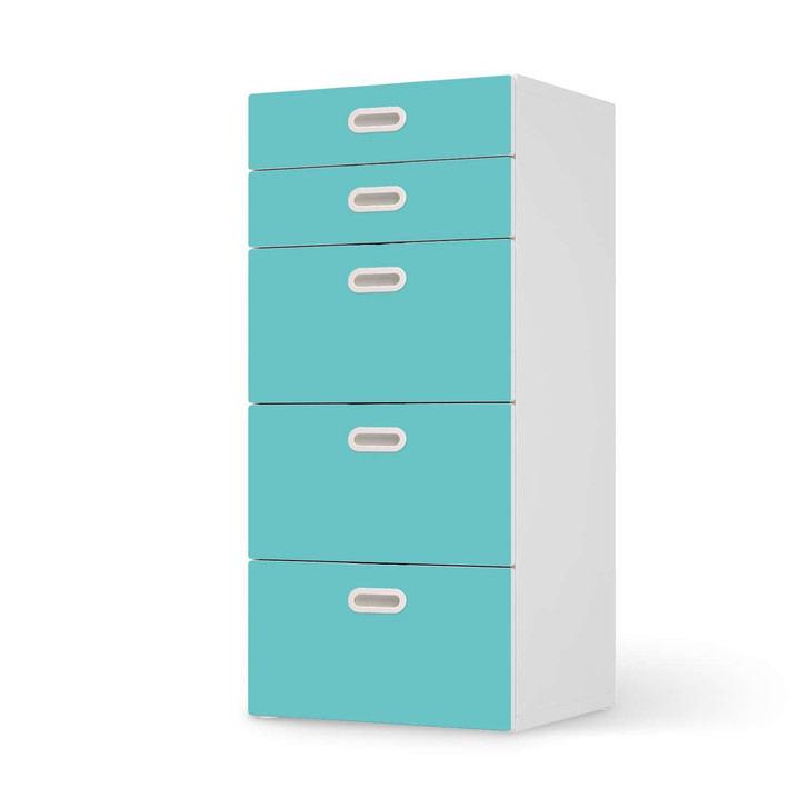 Möbel Klebefolie IKEA Stuva / Fritids Kommode - 5 Schubladen - Türkisgrün Light - CR114037