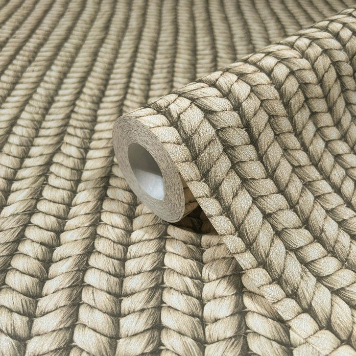 Vliestapete mit Kork Flecht-Optik beige Textiloptik - WA445517