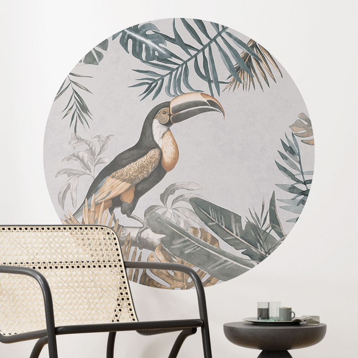 Wandtattoo Tropischer Wald mit Tukan - Haase - Rund - WA412778