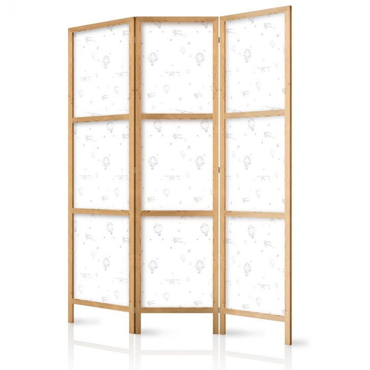 Japanischer Paravent, Raumteiler freistehend, Trennwand - Airplanes and Balloons on White Sky - WA455217