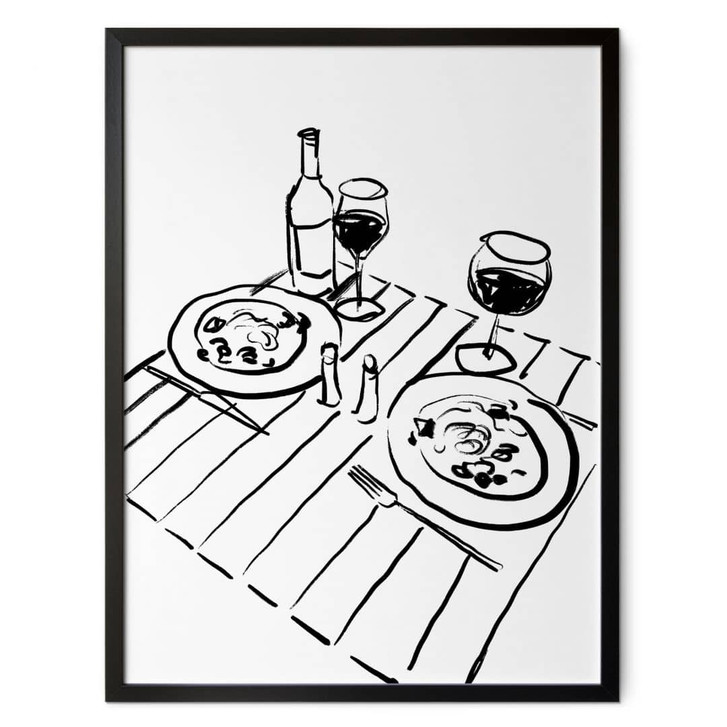 Poster Stillleben-Dinner mit Wein | Line Art - Treechild - WA473620