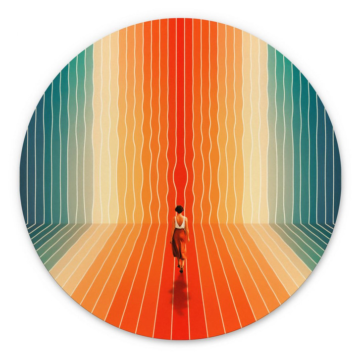 Wandbild Frau vor der Regenbogen-Kulisse - Taudalpoi - Alu-Dibond - Rund - WA393794