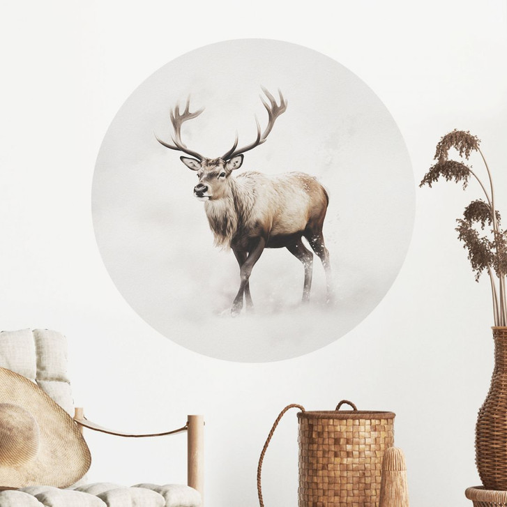 Wandtattoo Hirsch im weissen Winter - Magnusson - Rund - WA500859