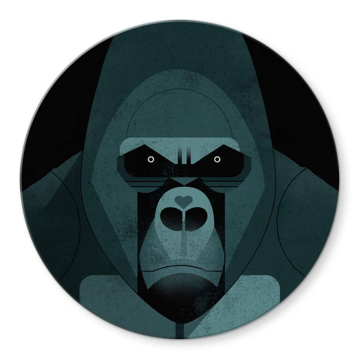 Glasbild Gorilla - Braun - Rund - WA400060