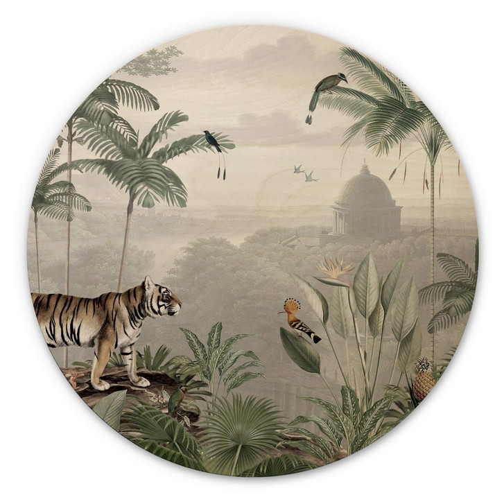 Holzbild Sir Edward - Tiger in den Tropen - Rund - WA355551