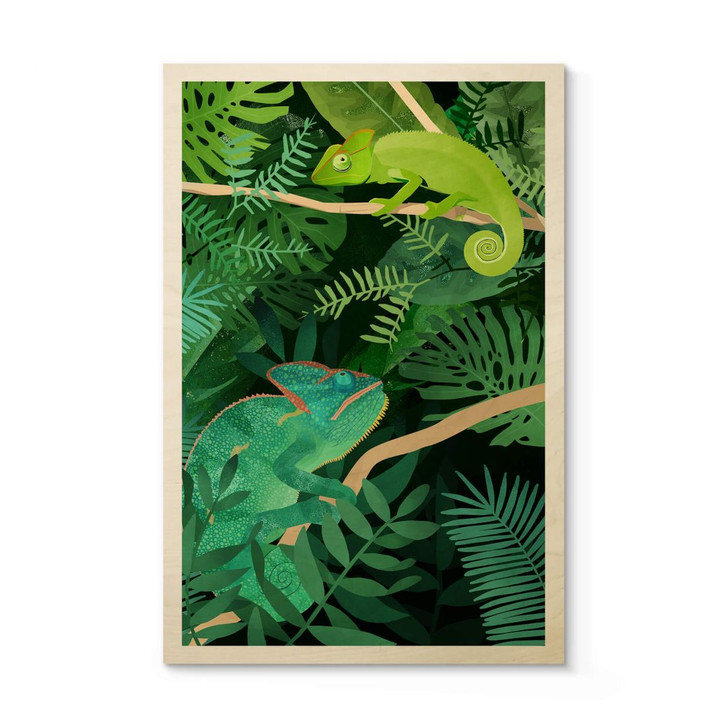 Holzposter Goed Blauw - Chamäleons - WA306442