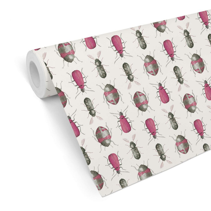 Mustertapete - Bunte Käfer - rosa - WA236429