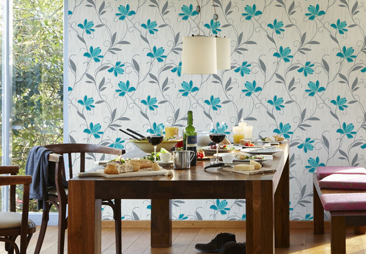 A.S. Création Tapete Chicago Blumentapete floral blau, metallic, weiss - WA149929