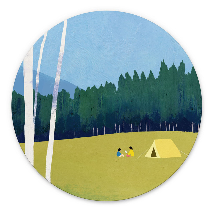 Wandbild Camping am Wald - Rivers - Alu-Dibond Rund - WA517986