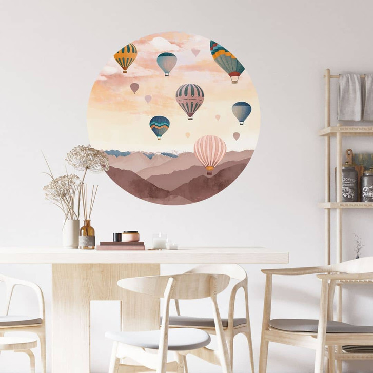 Wandtattoo Hoch hinaus mit den Heissluftballons - Goed Blauw - Rund - WA474489
