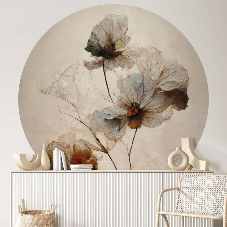 Fototapete Blumentapete | Trockenblumen - Eleganz der Vergänglichkeit - Treechild - Rund - Selbstklebend/Vlies - WA471148