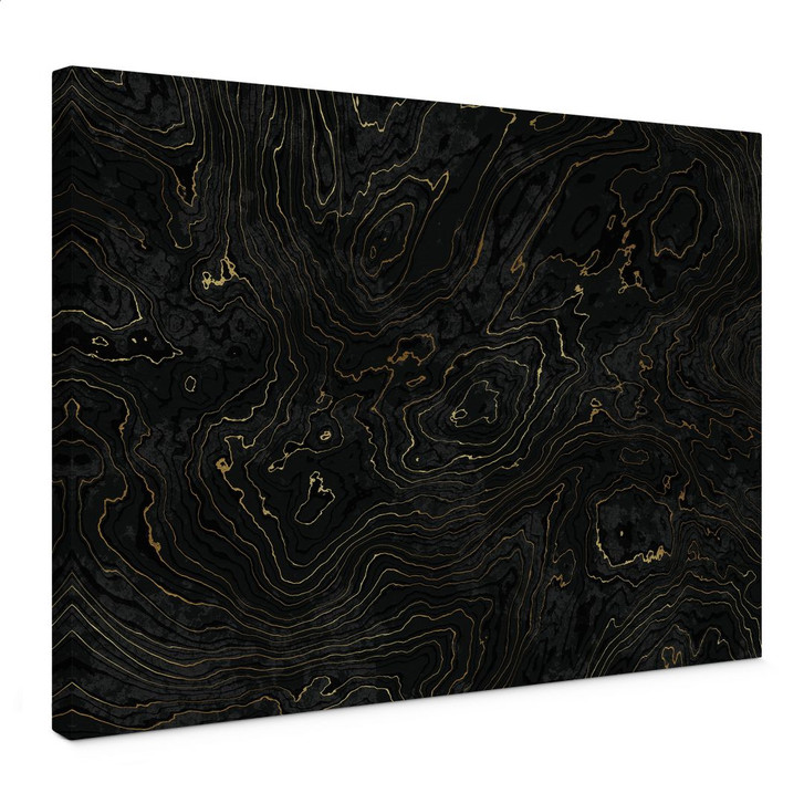 Leinwandbild Abstrakte Linien Schwarz-gold - Amini - WA496374