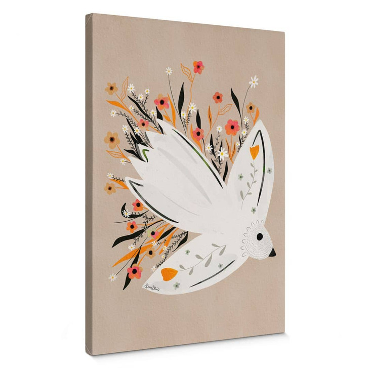 Leinwandbild Friedenstaube mit kleinen Blumen - Bloom - WA403444