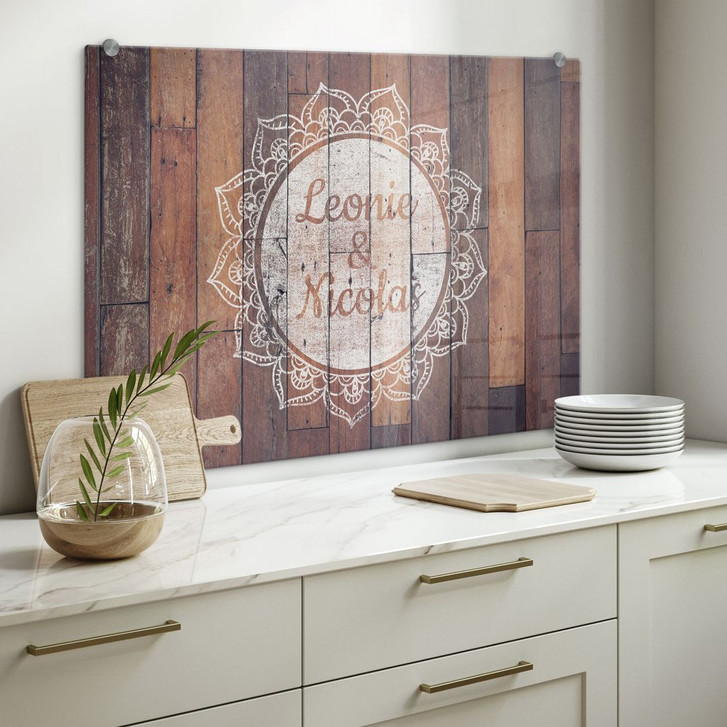 Spritzschutz Oriental Wood & Wunschtext - WA179185