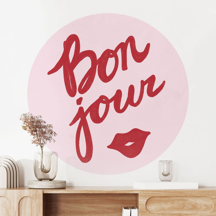 Wandtattoo Bonjour mit Kussmund - Fritsch - Rund - WA412614