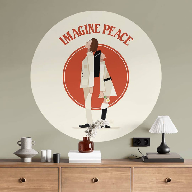 Wandtattoo Imagine Peace - Zwei für Frieden und Hoffnung - Retrodrome - Rund - WA436082
