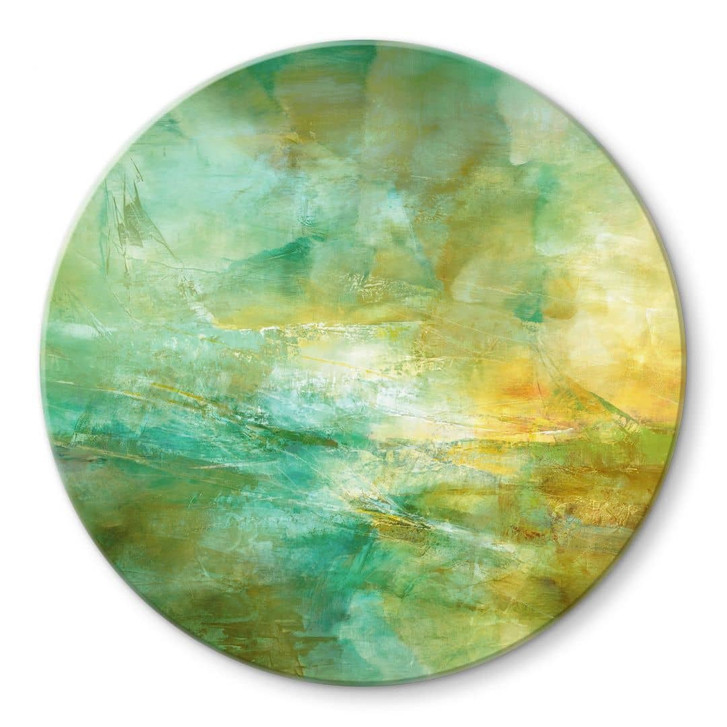 Glasbild Abstrakter Horizont in Limettengrün - Schmucker - Rund - WA503493