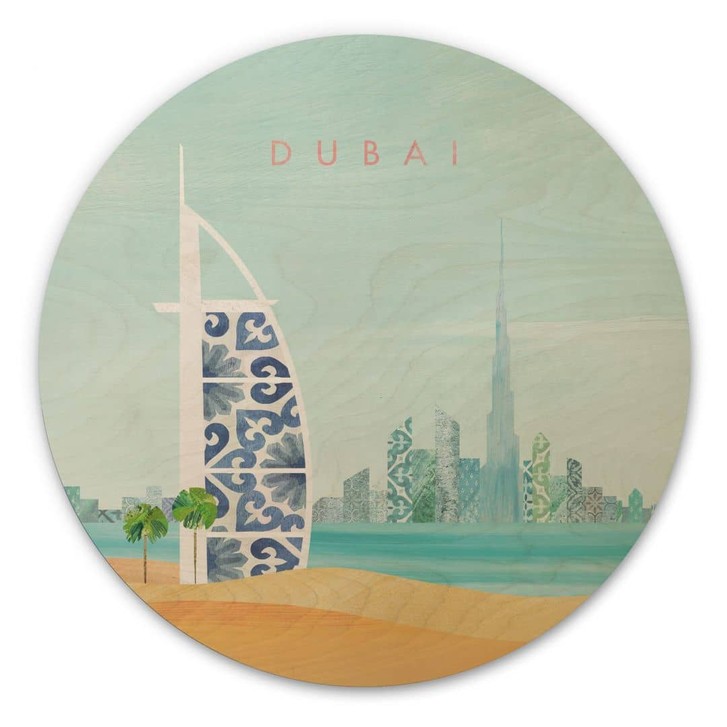 Holzbild Strand von Dubai - Burj Al Arab - Rivers - Rund - WA472014