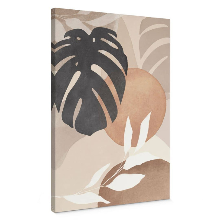 Leinwandbild Boho Monstera Pflanze in Naturtönen - Melloi Art Prints - WA472413