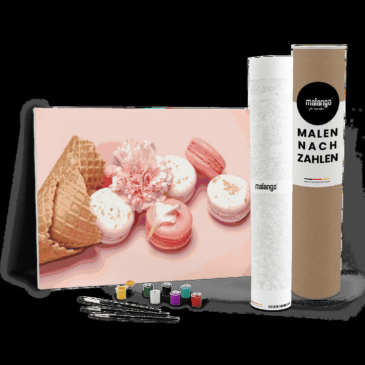 Malen nach Zahlen Leinwandbild - Macaron Dessert - WA446849