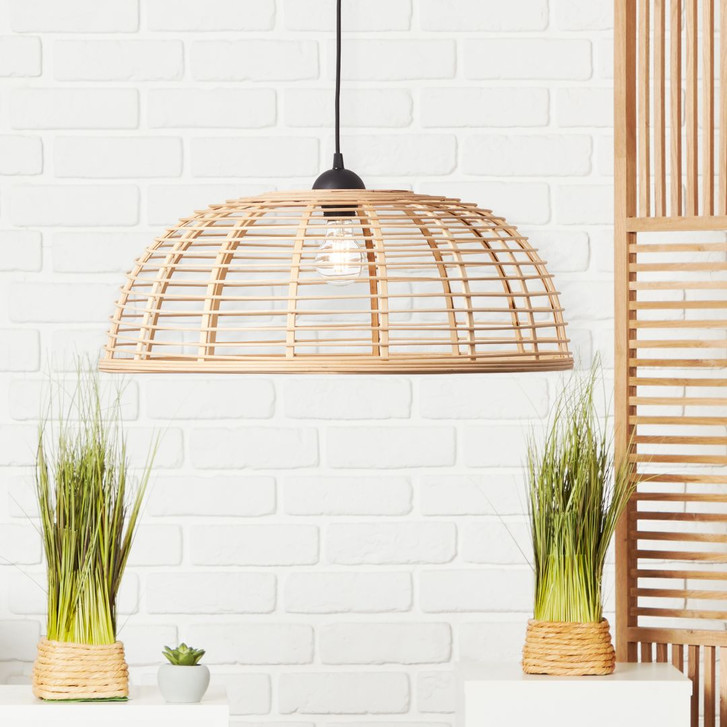 Pendelleuchte Elma, braun, 134.5 x 56 cm, Bambus Pendellampe - WA438604