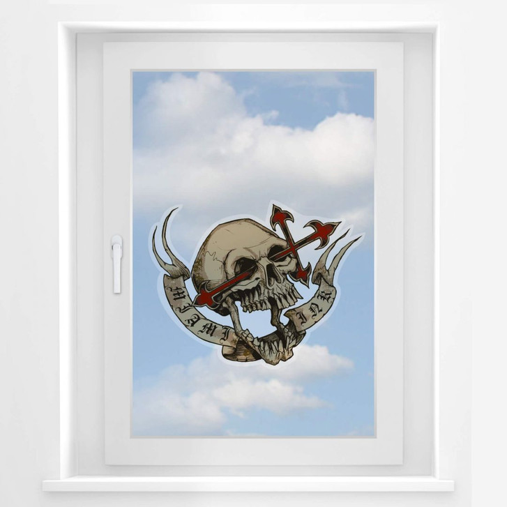 Fensterbild Miami Ink Schädel mit Kreuz - WA117552