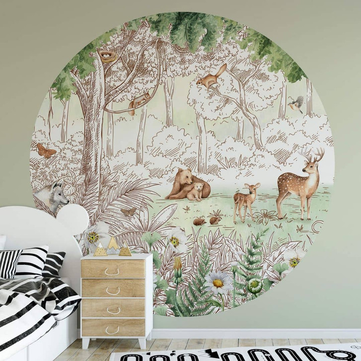 Fototapete Kikki Belle - Waldfreunde Frühling - Rund - Selbstklebend/Vlies - WA331593