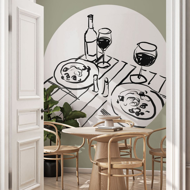 Fototapete Stillleben-Dinner mit Wein - Treechild - Rund - Selbstklebend/Vlies - WA471328