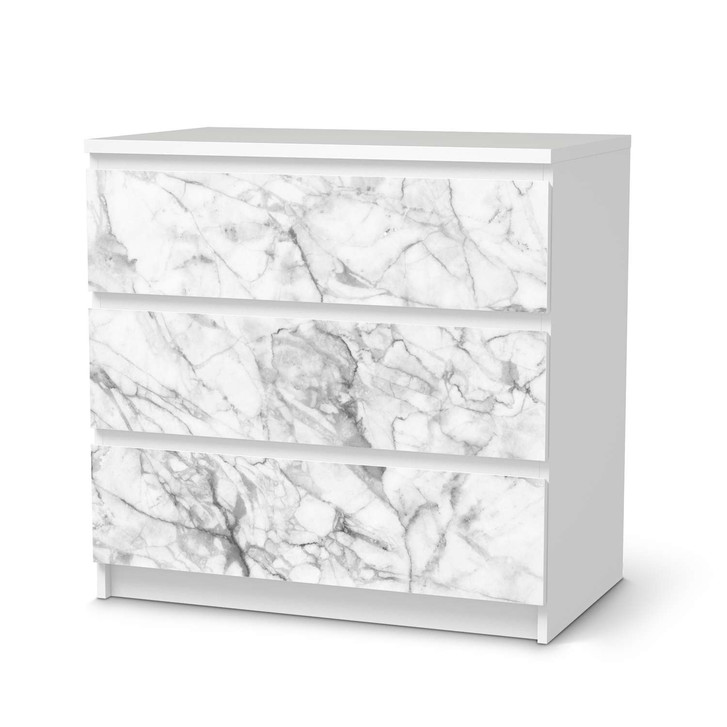 Klebefolie IKEA Malm Kommode 3 Schubladen - Marmor weiss - CR109826
