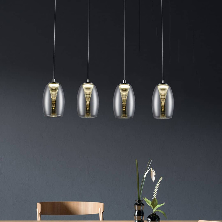 Pendelleuchte Linn, grau, 121 x 72 cm, Glas Pendellampe, dimmbar - WA438791