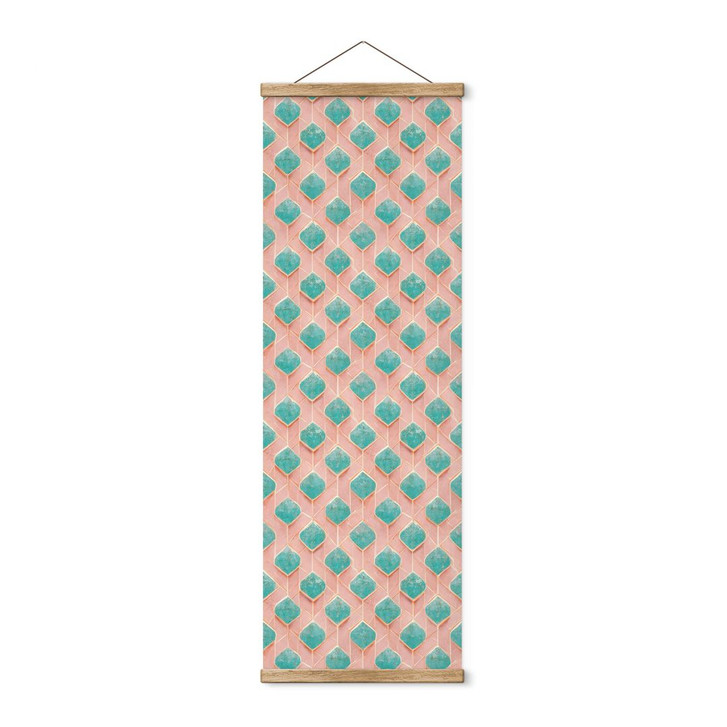 Stoffbild Rautenmuster in türkis und rosa - Treechild - Panorama - WA429587
