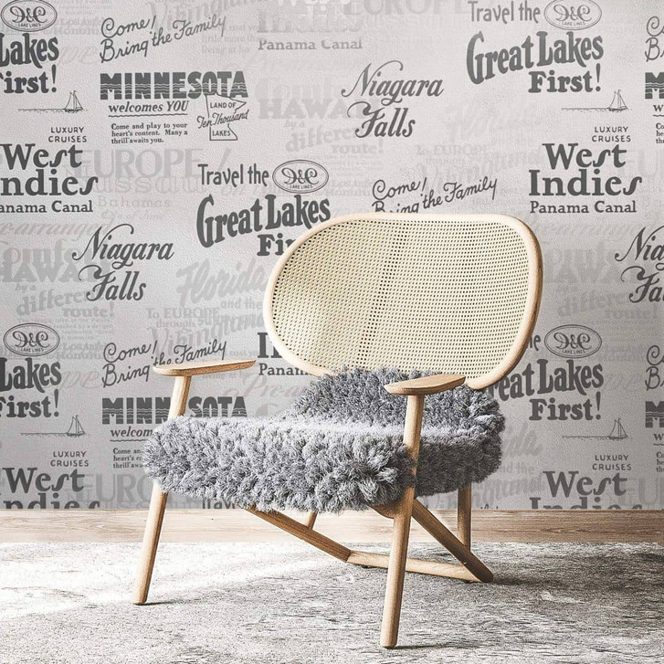 Vliestapete mit Schriftzügen weiss Grafisch - WA451286