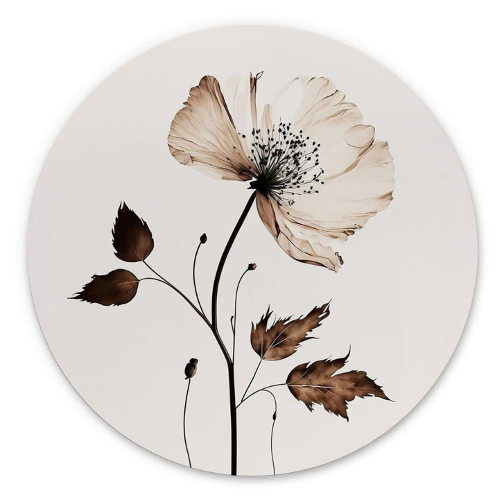 Wandbild Trockenblüte in Creme - Alu-Dibond Rund - Treechild - WA394730