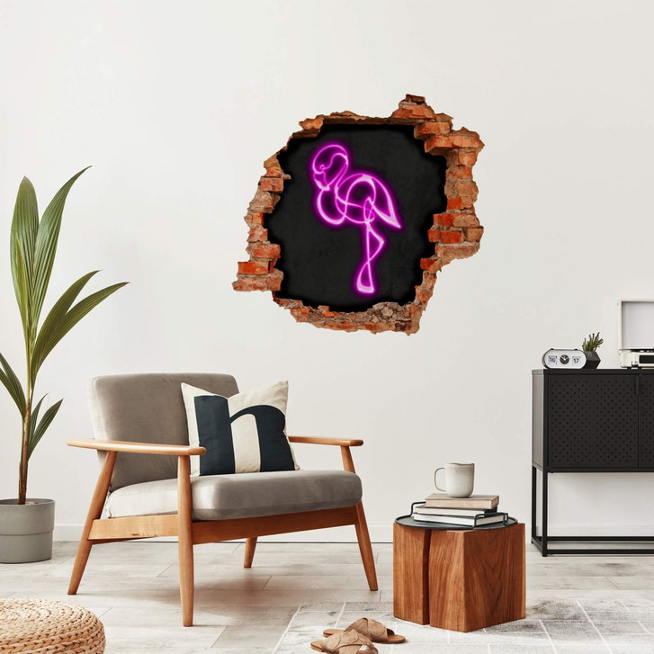 3D Wandtattoo Flamingo - Neonlicht - WA351234