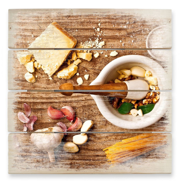 Holzbild Laercio - Pesto Rezept - 40 x 41.5 cm - WA132164