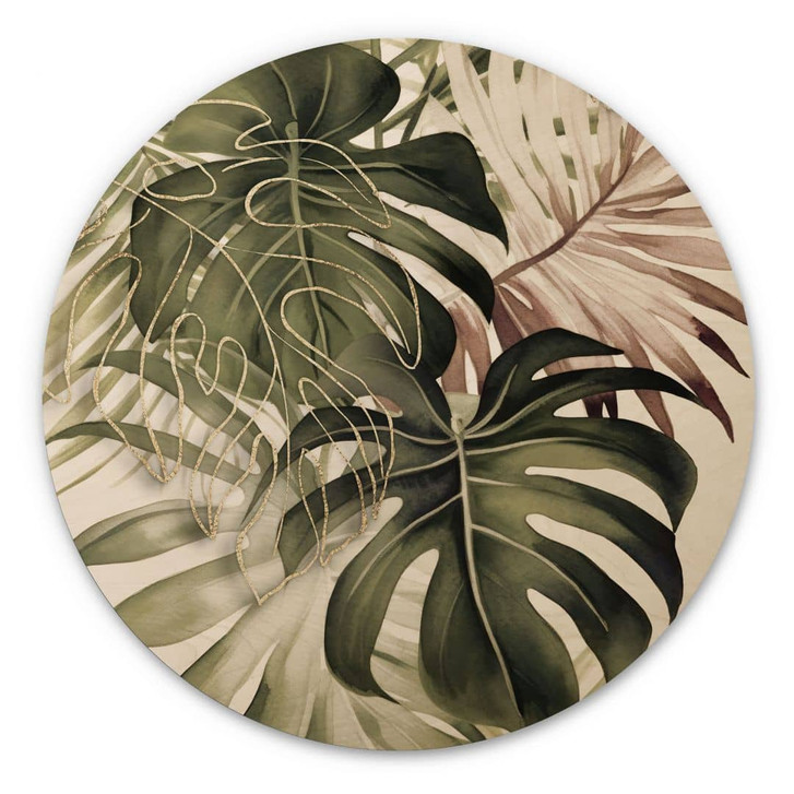 Holzbild Tropische Blätter Boho - Haase - Rund - WA425042