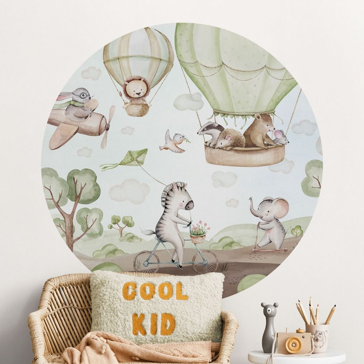 Kinderzimmer Wandtattoo Ballonfahrt der Tierfreunde - Kvilis - Rund - WA501141