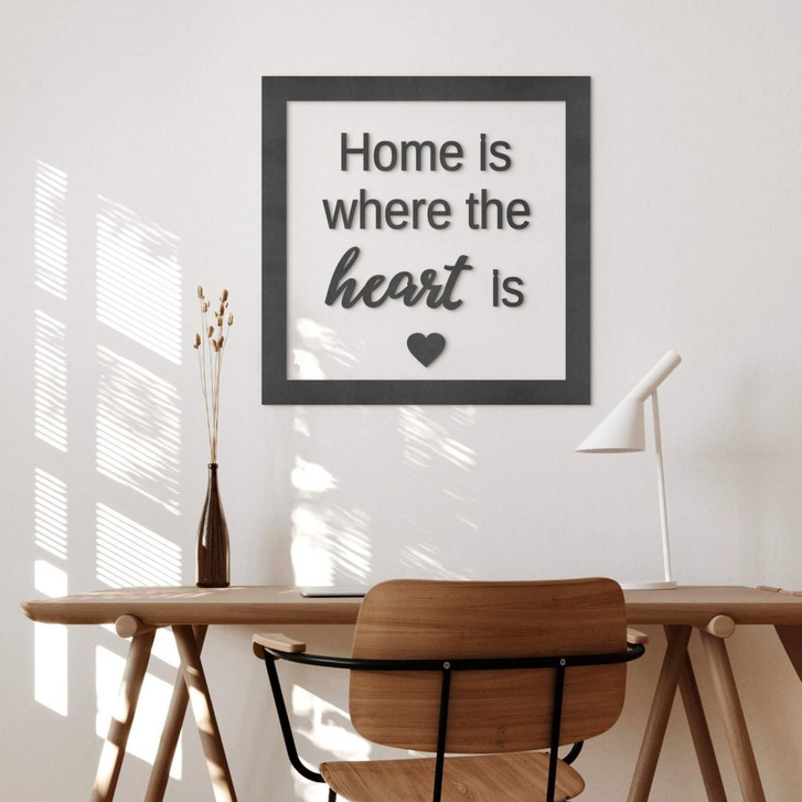 MDF Schriftzug mit Rahmen - Home is where the heart is - WA378578