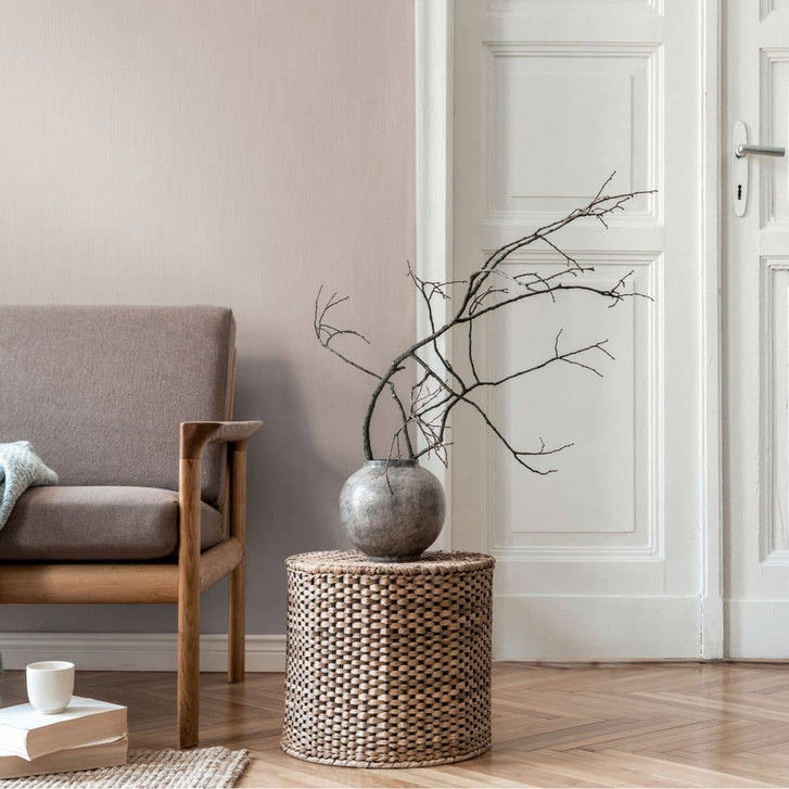 Unitapete Leinenstruktur Beige Hellgrau – Vliestapete vertikal matt - WA465472