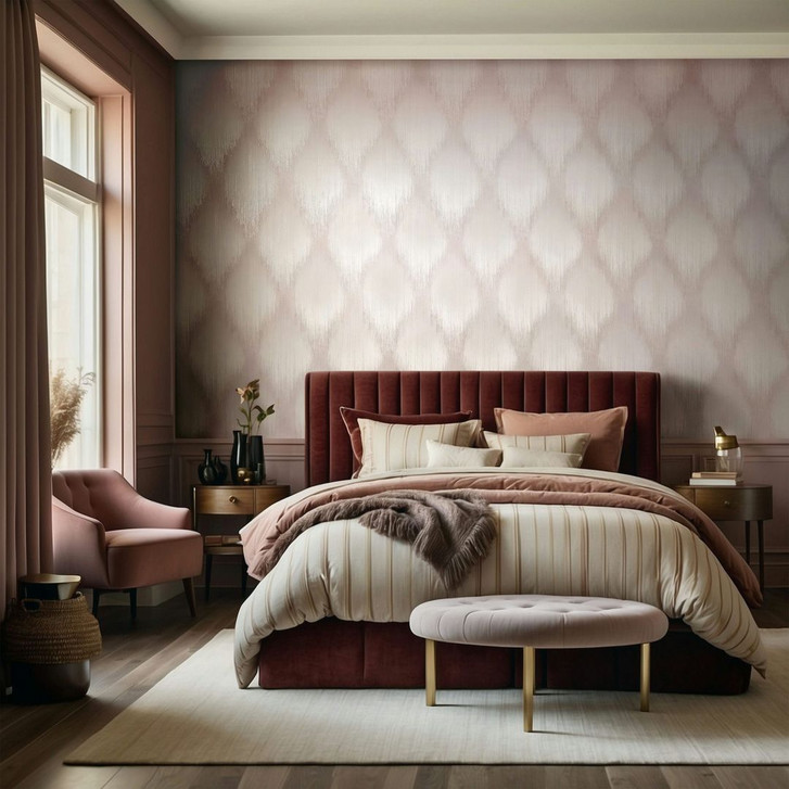 Vliestapete Streifen, Raute Streifen Modern in Rosa-Braun - Papis Loveday - WA508296