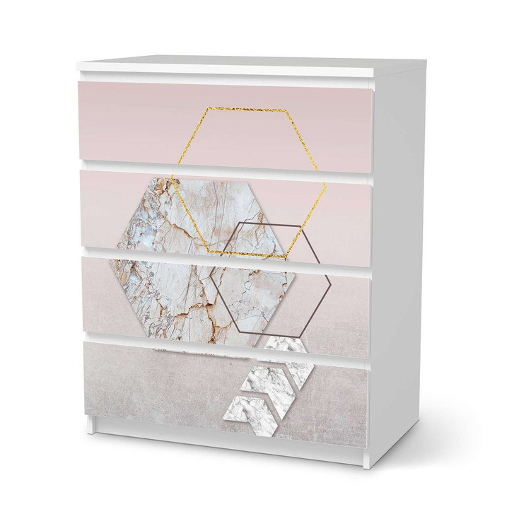 Folie IKEA Malm Kommode 4 Schubladen - Hexagon - CR105625